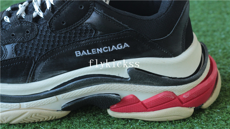 Balenciaga 2017 Fall Winter Washed Old Show Sneaker Black Red